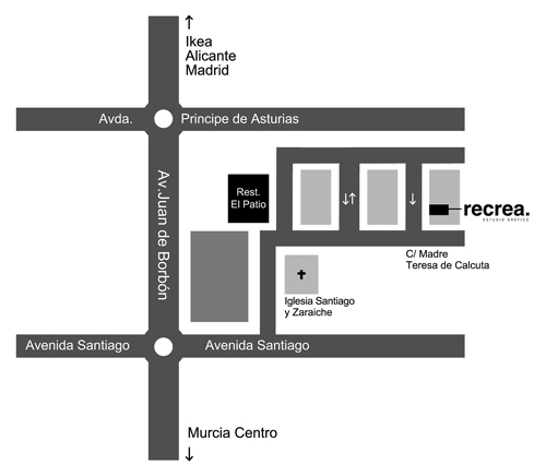 Plano localización recrea comunicación en Murcia